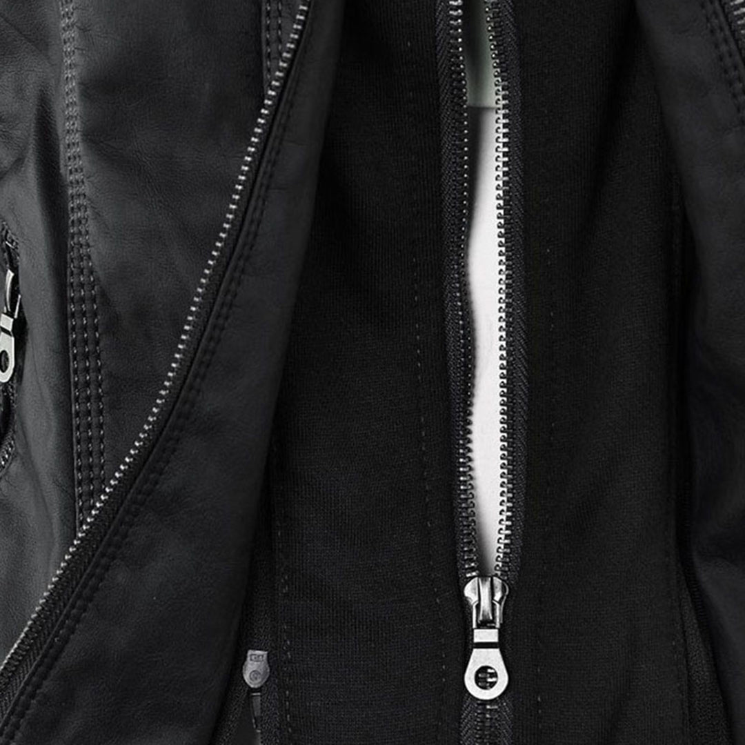 Nokmo - Women's Leather Jacket with Hood