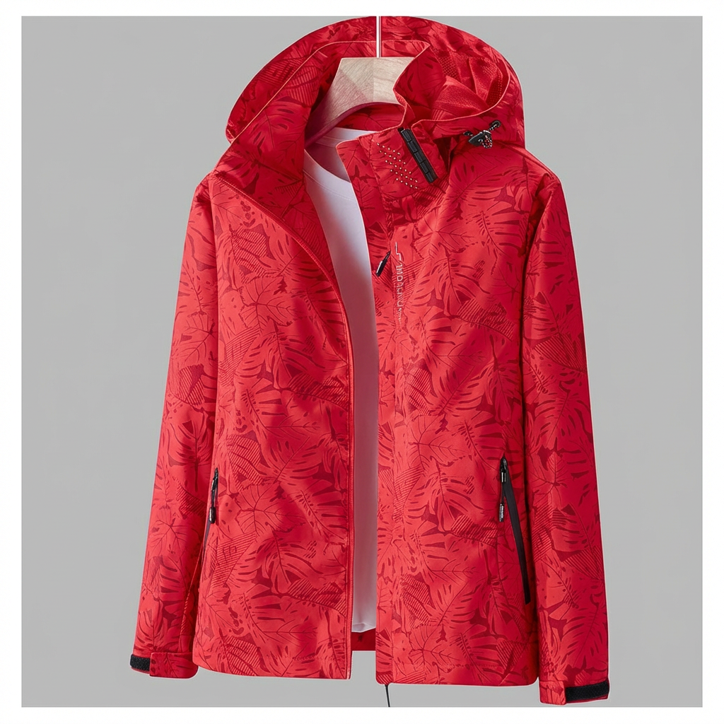 Nokmo | Women's Lightweight Hooded Jacket with Leaf Print