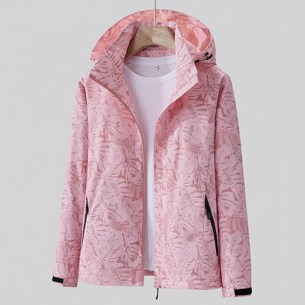 Nokmo | Women's Lightweight Hooded Jacket with Leaf Print