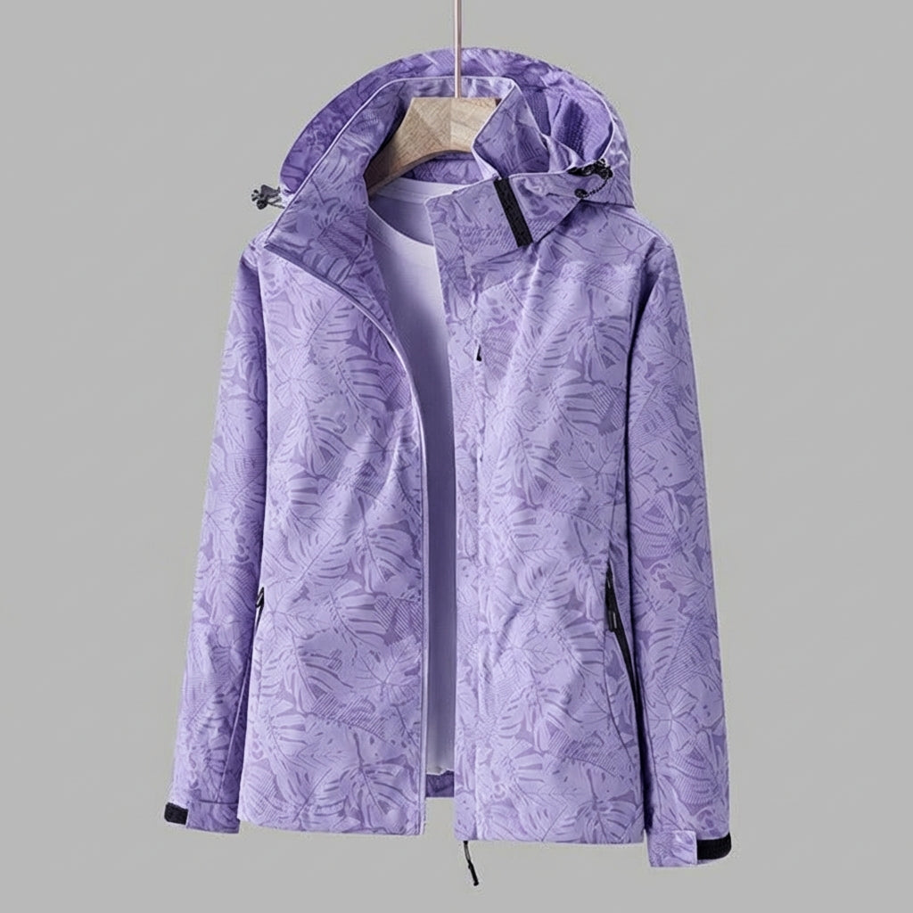 Nokmo | Women's Lightweight Hooded Jacket with Leaf Print