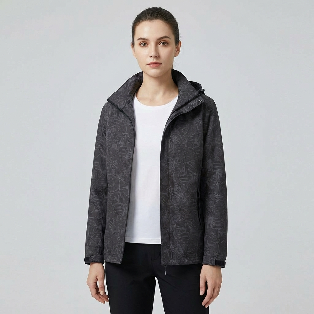 Nokmo | Women's Lightweight Hooded Jacket with Leaf Print