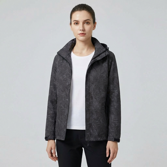Nokmo | Women's Lightweight Hooded Jacket with Leaf Print