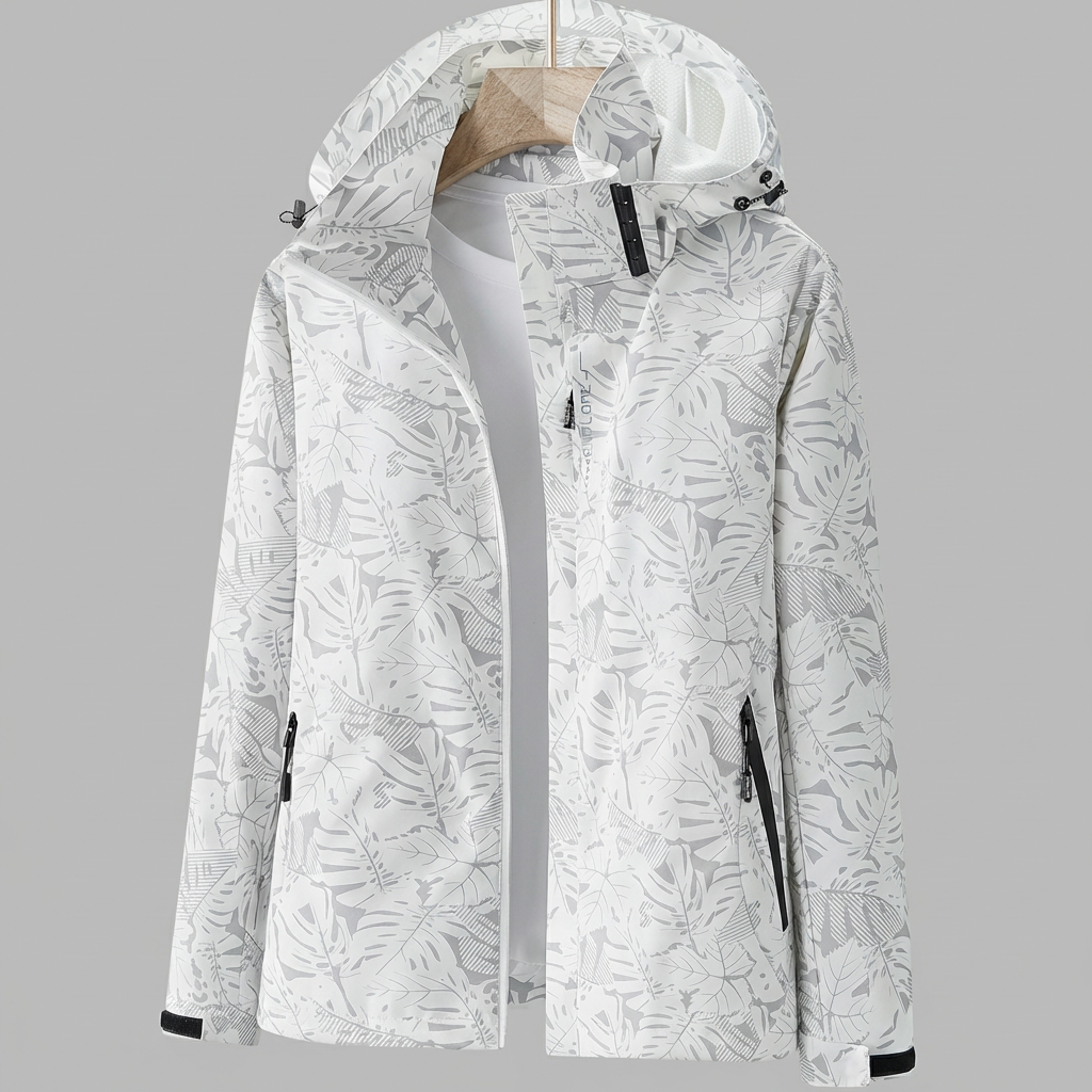 Nokmo | Women's Lightweight Hooded Jacket with Leaf Print