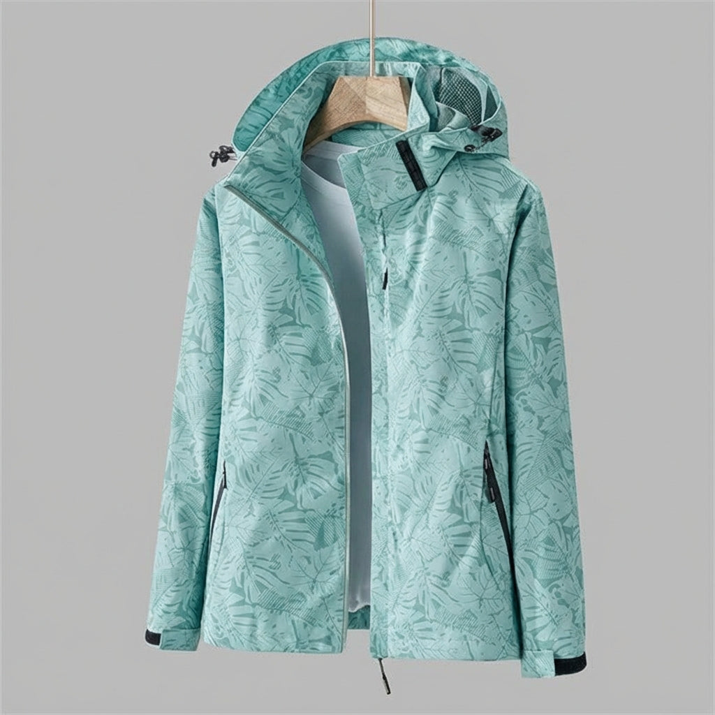 Nokmo | Women's Lightweight Hooded Jacket with Leaf Print