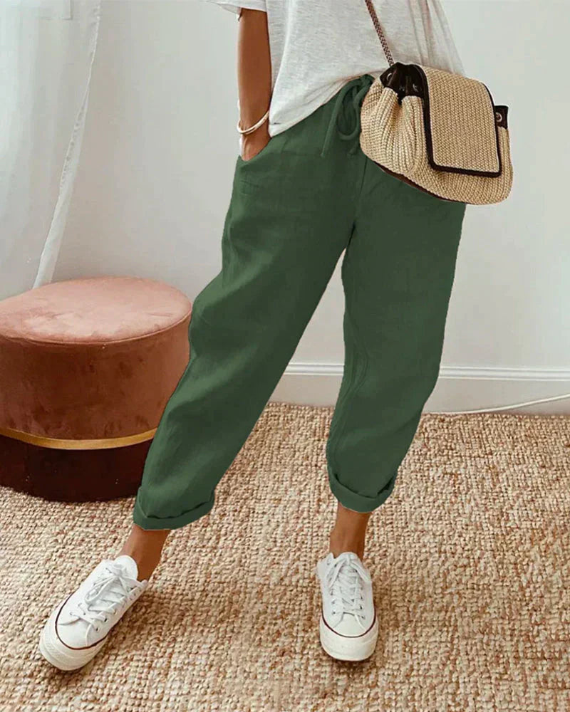 Nokmo | Women's Linen Trousers with Drawstring Waist