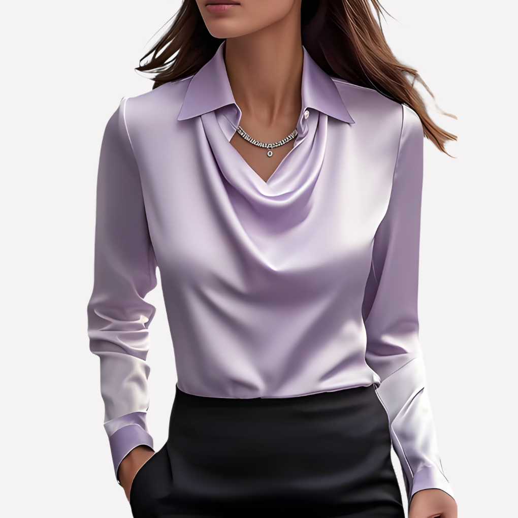 Nokmo | Women's Long Sleeve Drape Neck Blouse