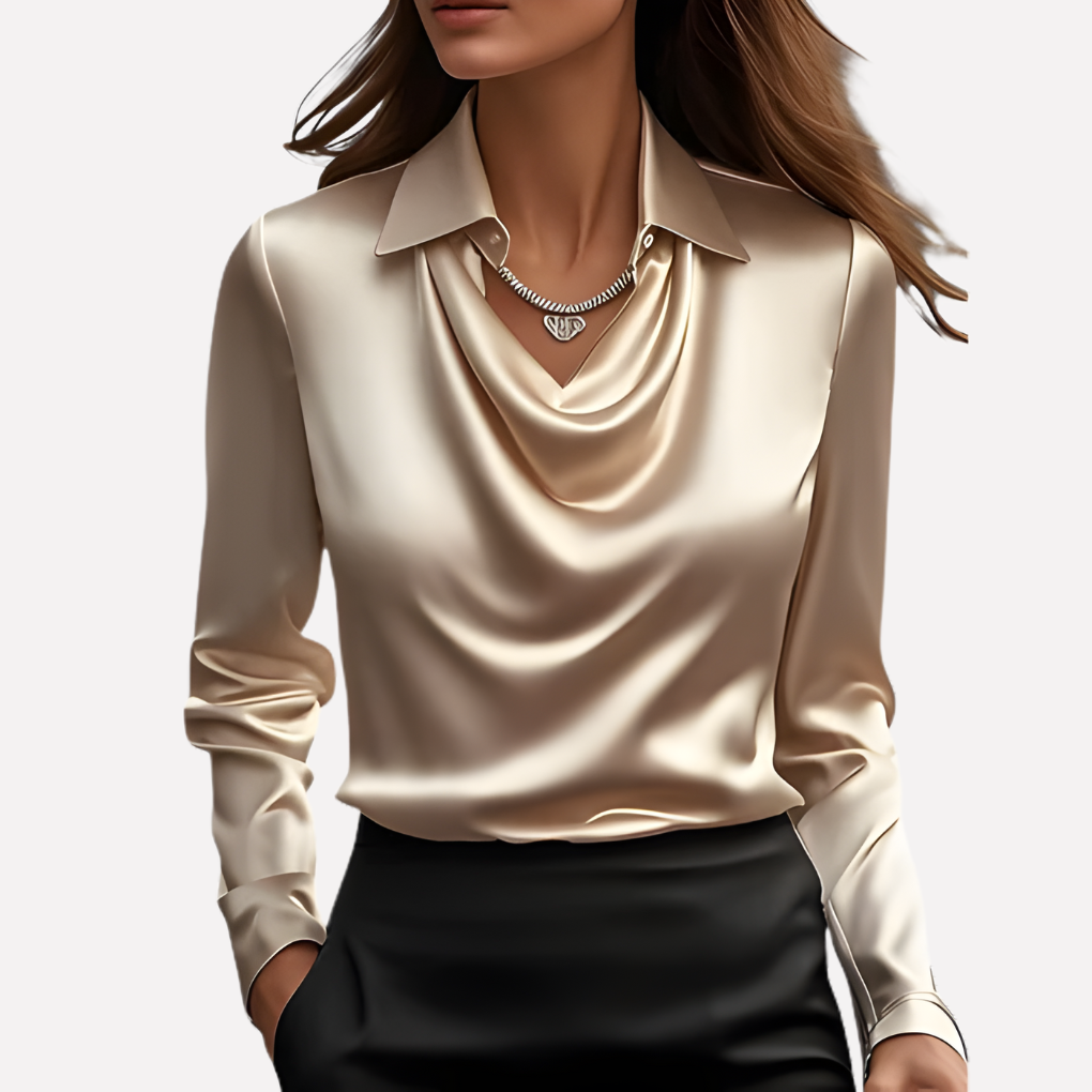 Nokmo | Women's Long Sleeve Drape Neck Blouse