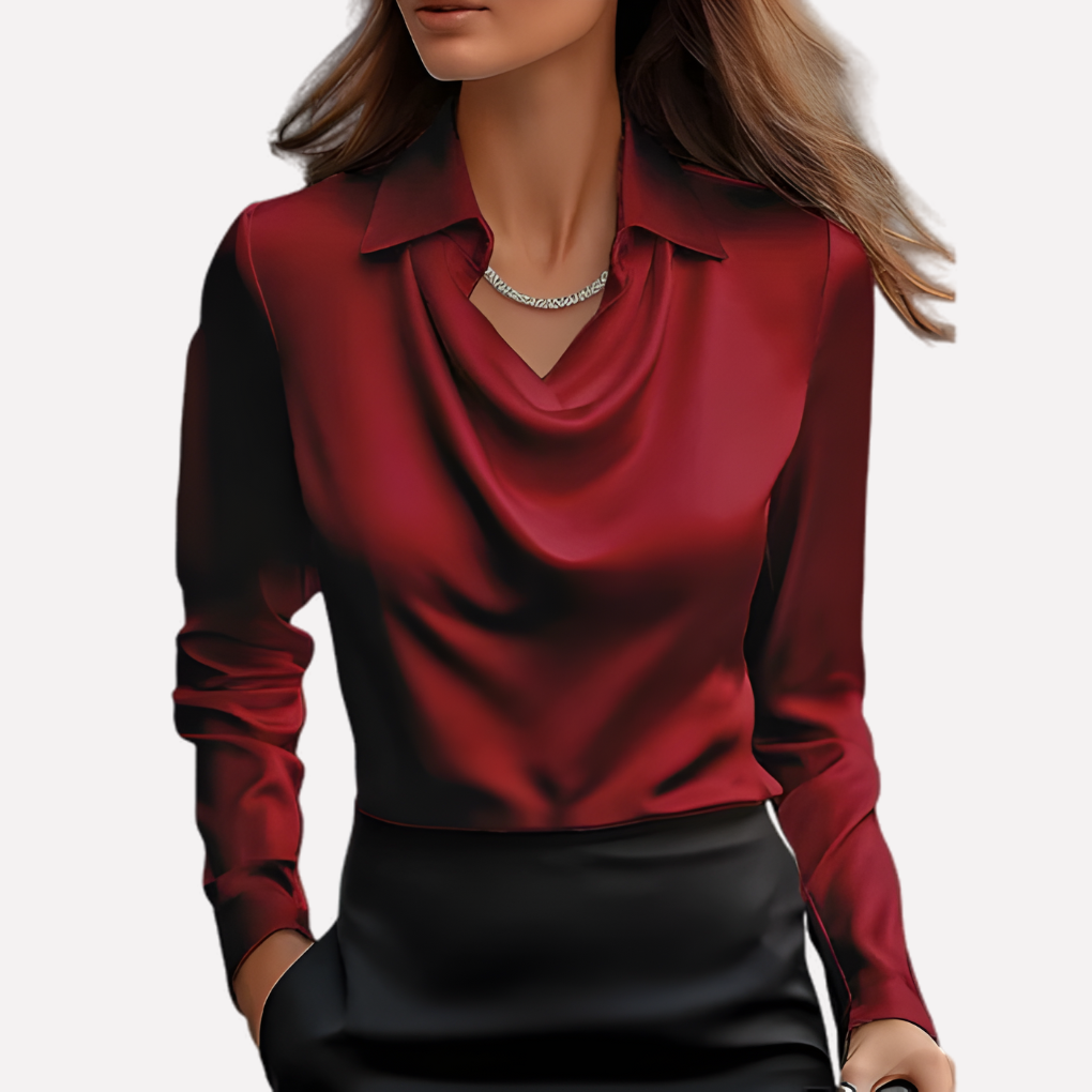 Nokmo | Women's Long Sleeve Drape Neck Blouse