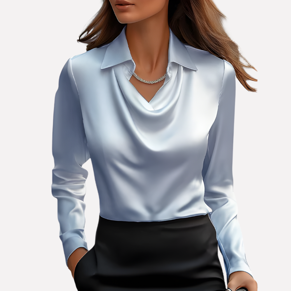Nokmo | Women's Long Sleeve Drape Neck Blouse