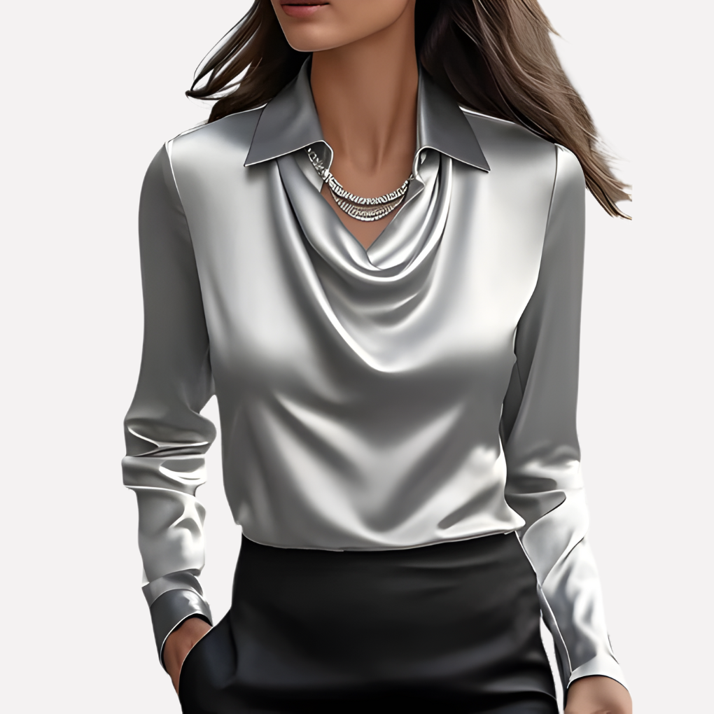 Nokmo | Women's Long Sleeve Drape Neck Blouse