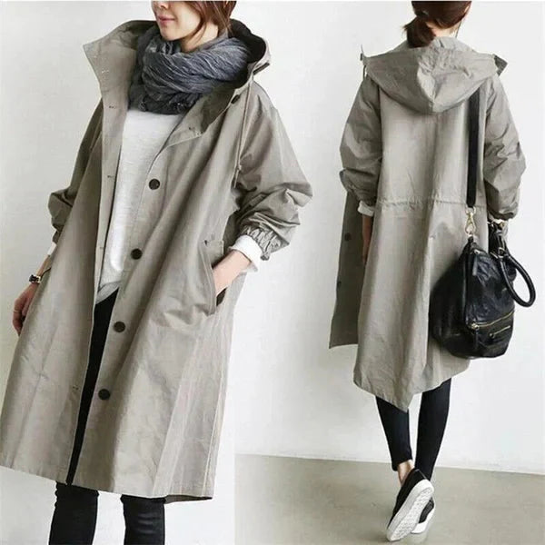 Nokmo | Women's Long Trench Coat with Hood