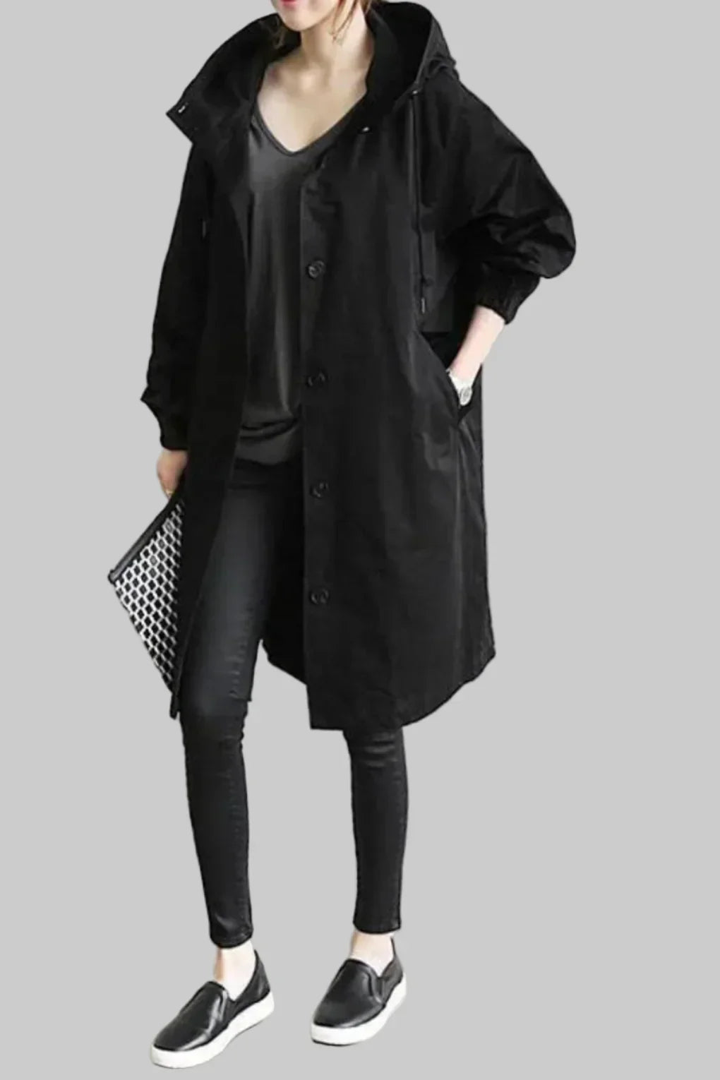 Nokmo | Women's Long Trench Coat with Hood