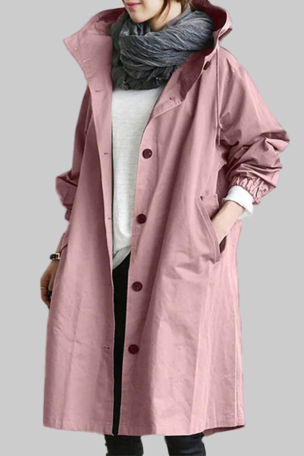 Nokmo | Women's Long Trench Coat with Hood