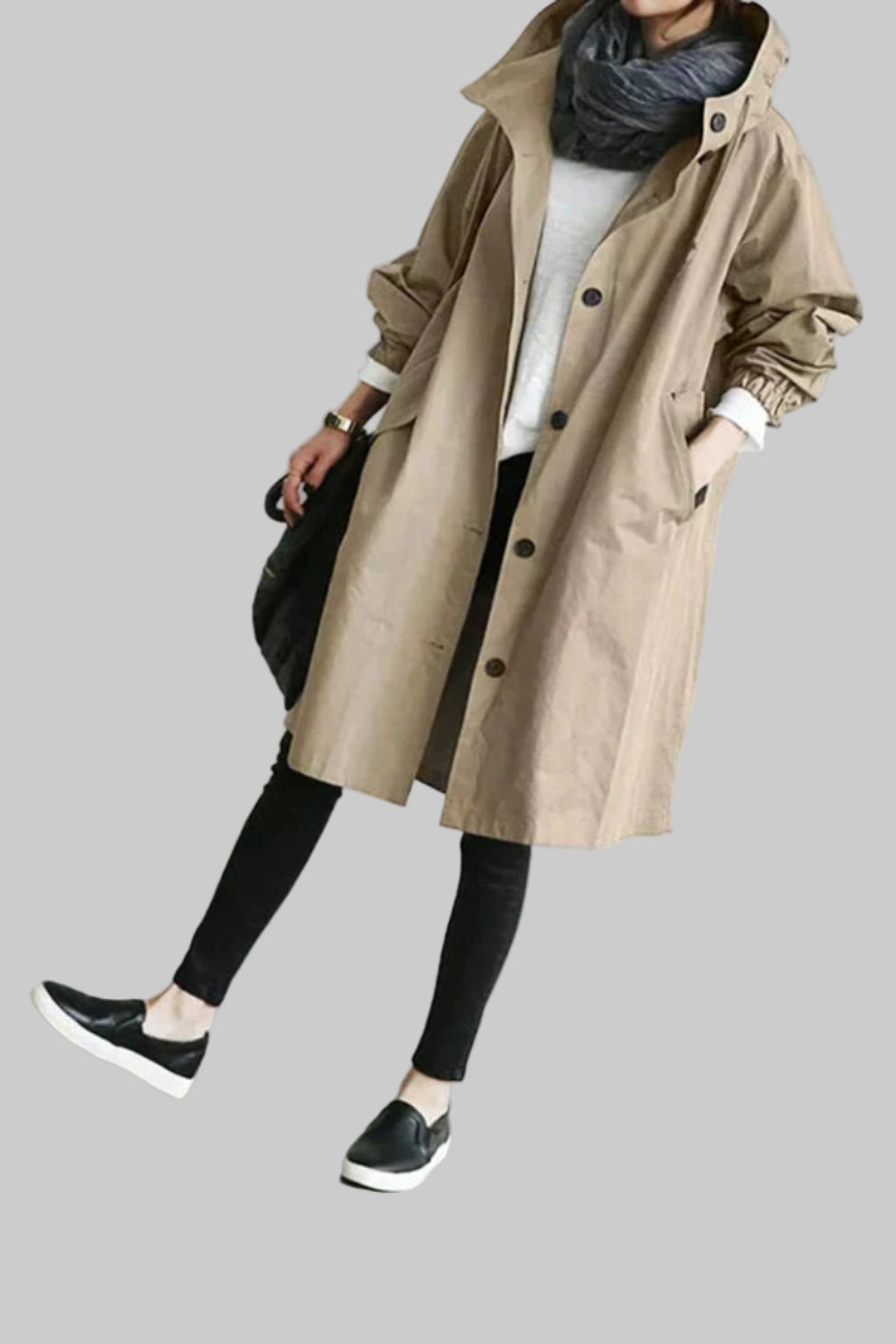 Nokmo | Women's Long Trench Coat with Hood