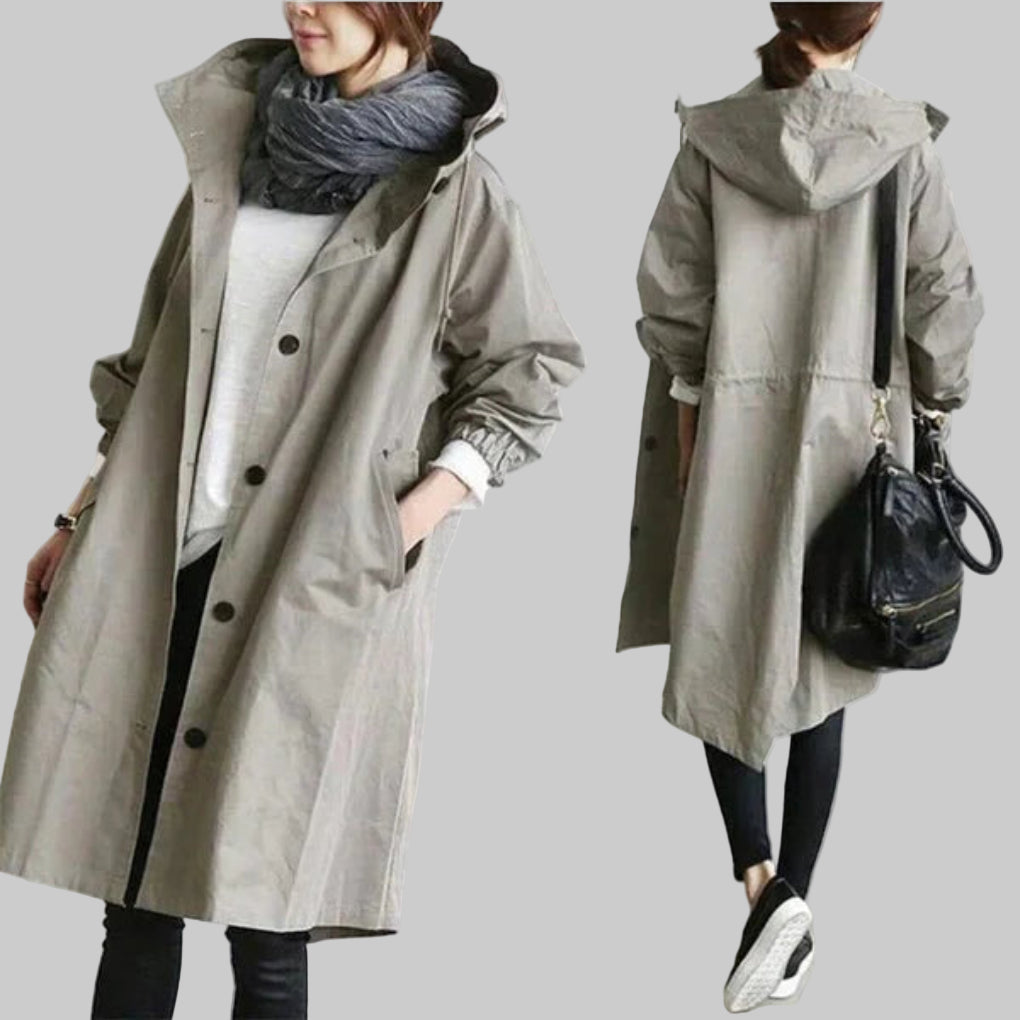 Nokmo | Women's Long Trench Coat with Hood