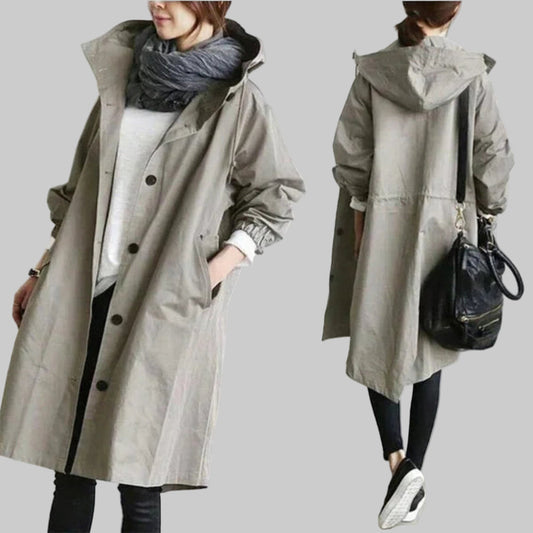 Nokmo | Women's Long Trench Coat with Hood