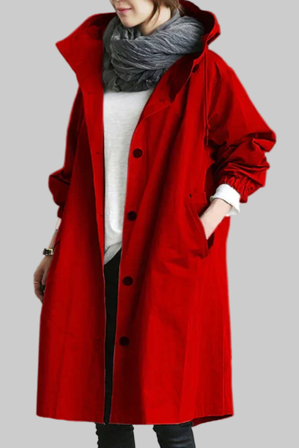 Nokmo | Women's Long Trench Coat with Hood