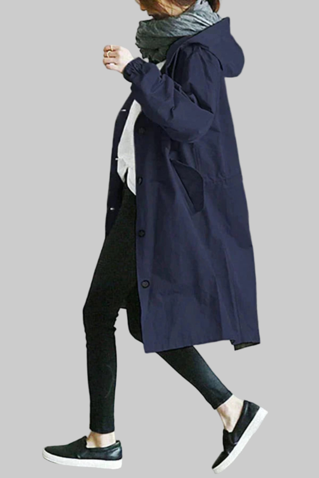 Nokmo | Women's Long Trench Coat with Hood