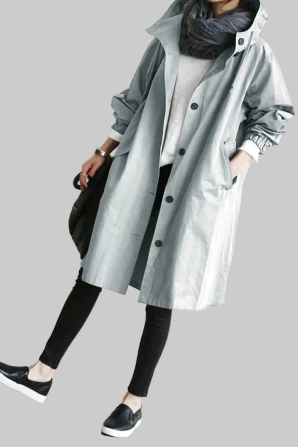 Nokmo | Women's Long Trench Coat with Hood