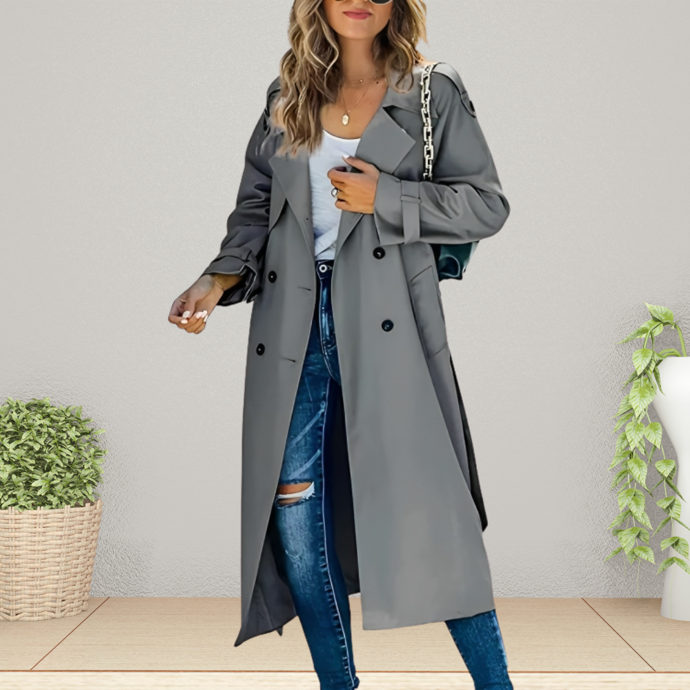 Nokmo | Women's Longline Double-Breasted Trench Coat