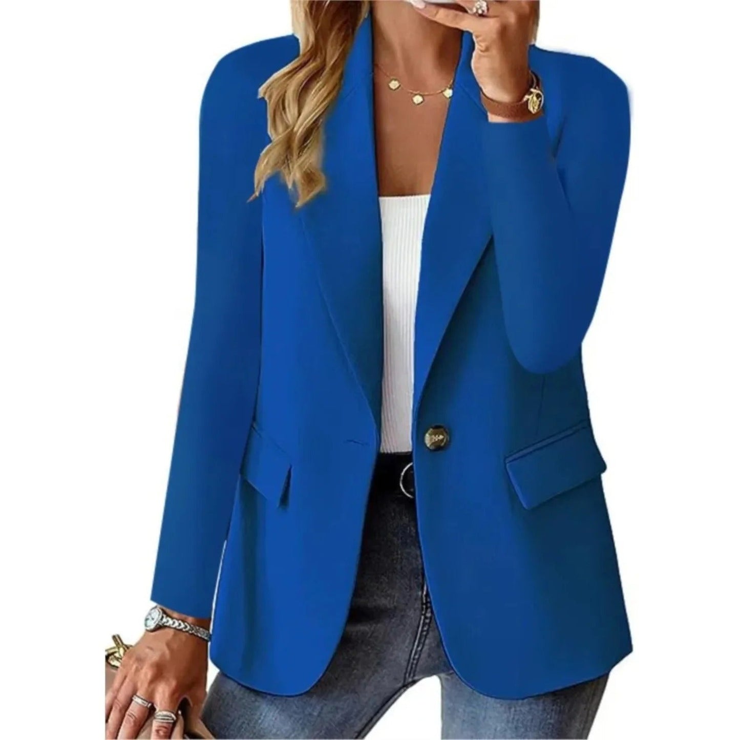 Nokmo | Women's One-Button Blazer with Pocket Detail
