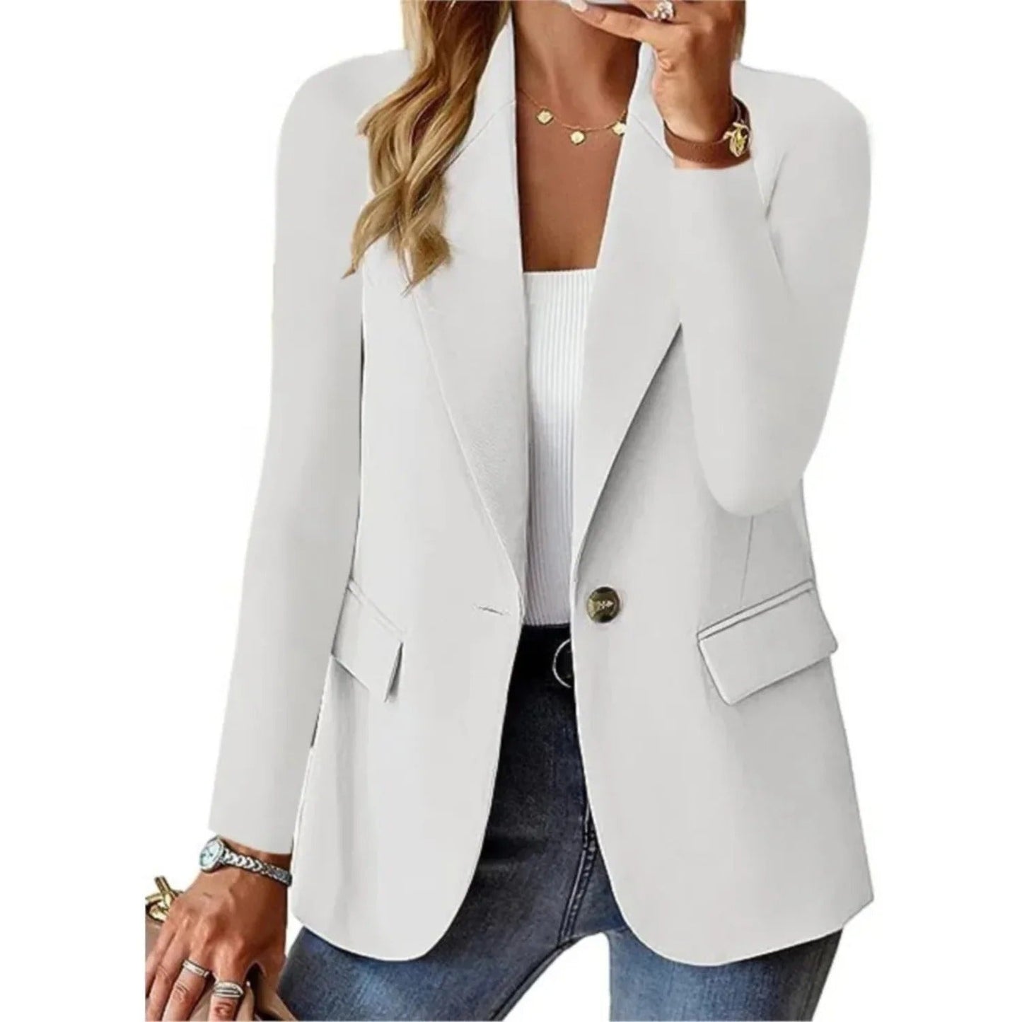 Nokmo | Women's One-Button Blazer with Pocket Detail