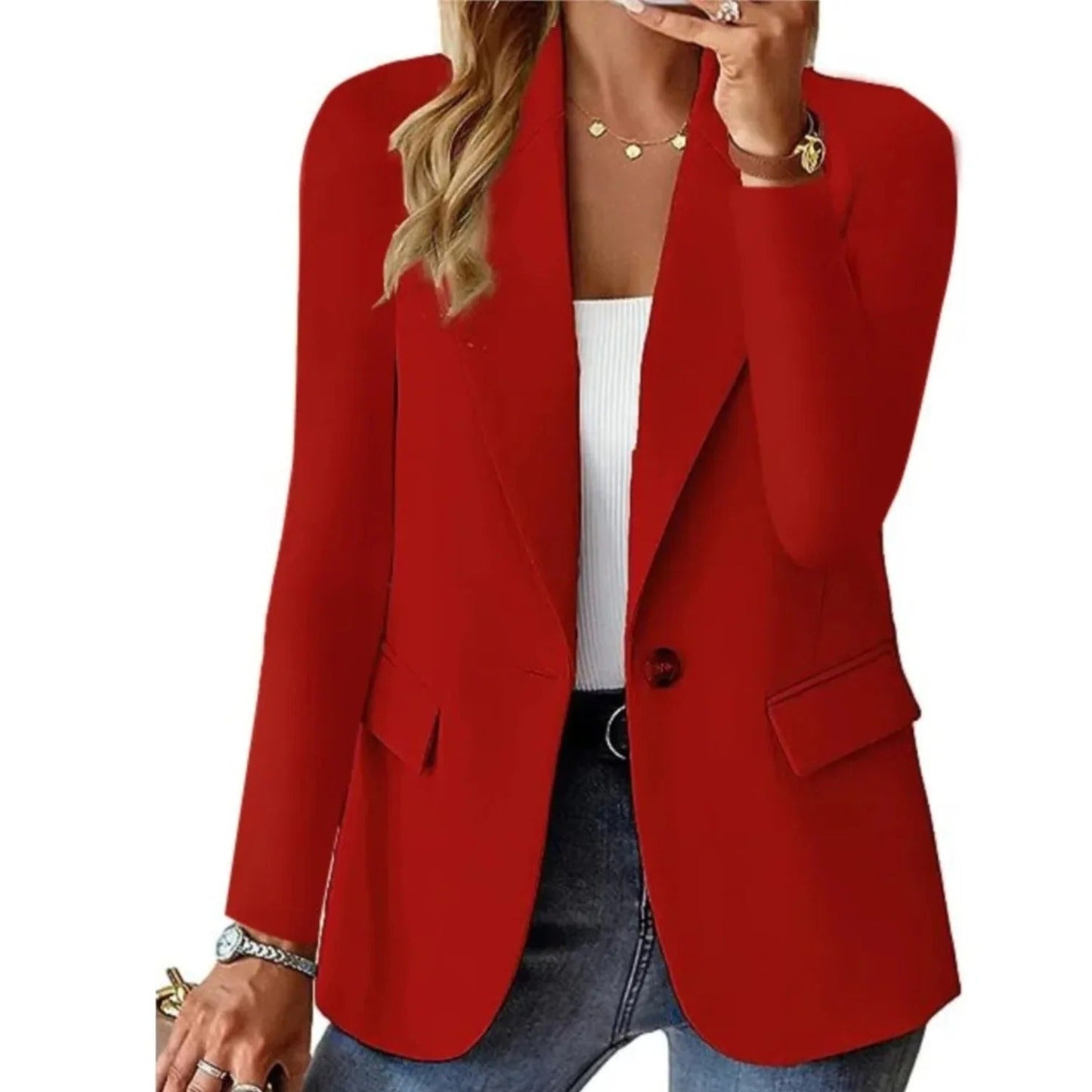 Nokmo | Women's One-Button Blazer with Pocket Detail