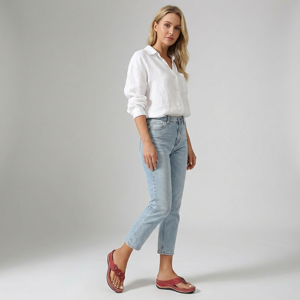 Nokmo | Women's Orthopedic Flip-Flops with Floral Embellishment