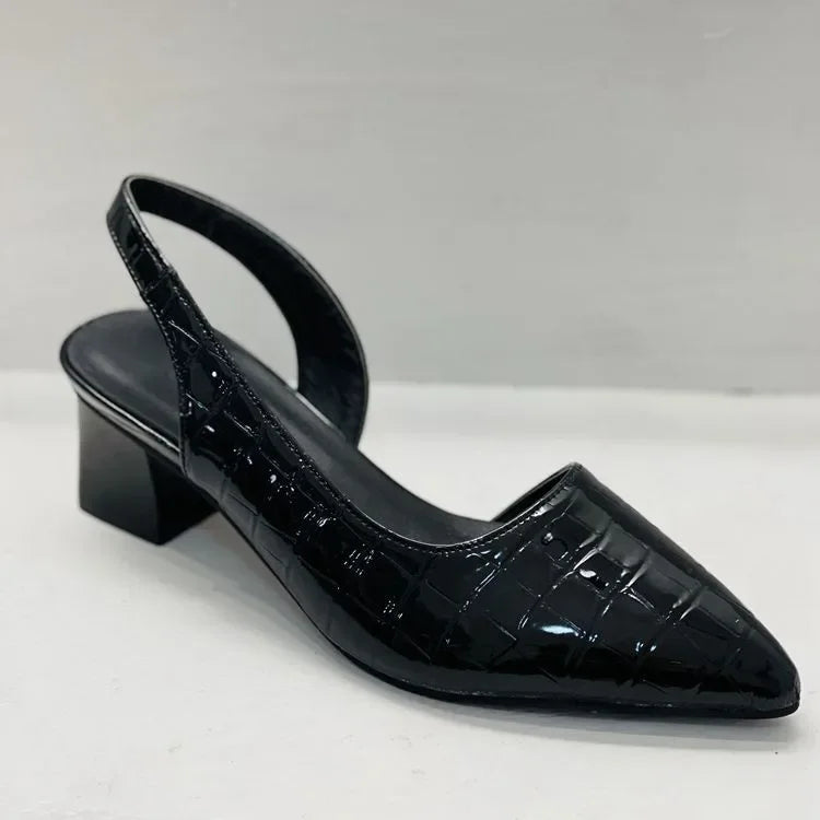 Nokmo | Women's Pointed Toe Slingback Pumps Croco Detail