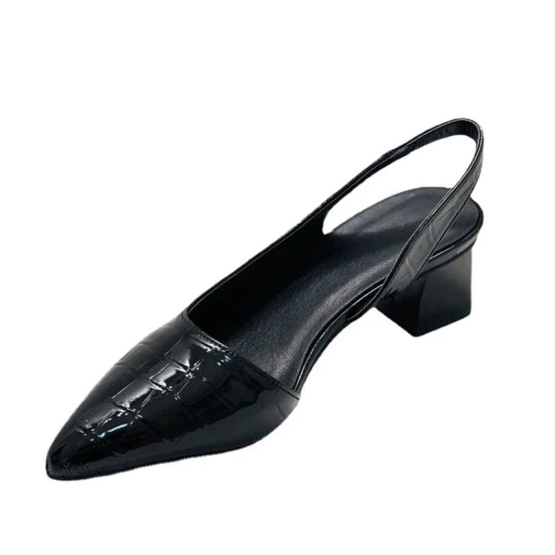 Nokmo | Women's Pointed Toe Slingback Pumps Croco Detail