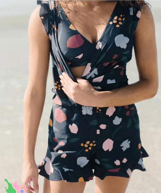 Nokmo | Women's Ruffle Trim Wrap Romper