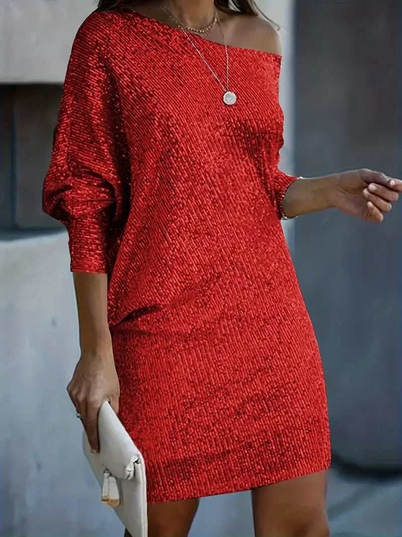 Nokmo | Women's Sequin Off-the-Shoulder Mini Dress