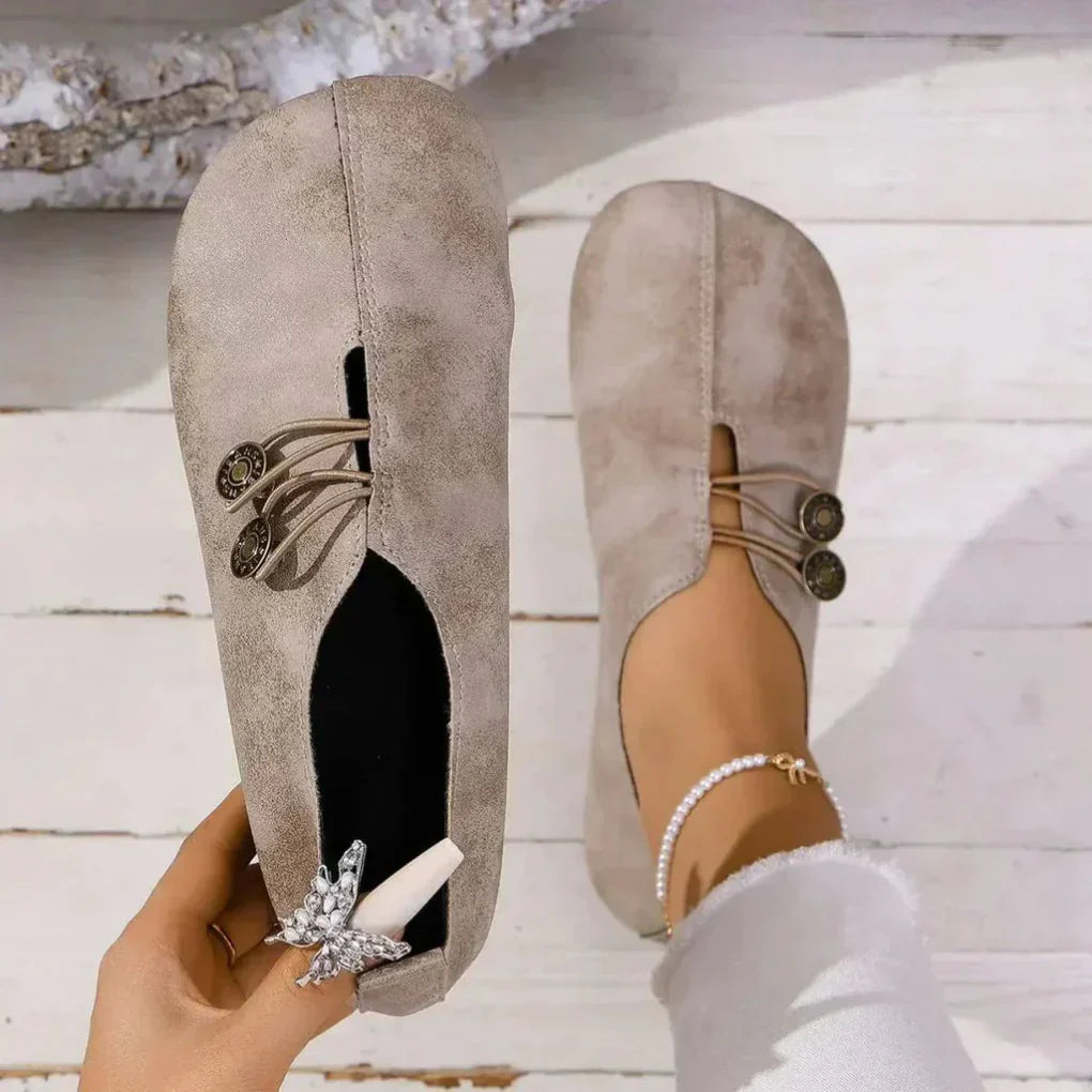 Nokmo | Women's Slip-On Ballet Flats with Decorative Buttons