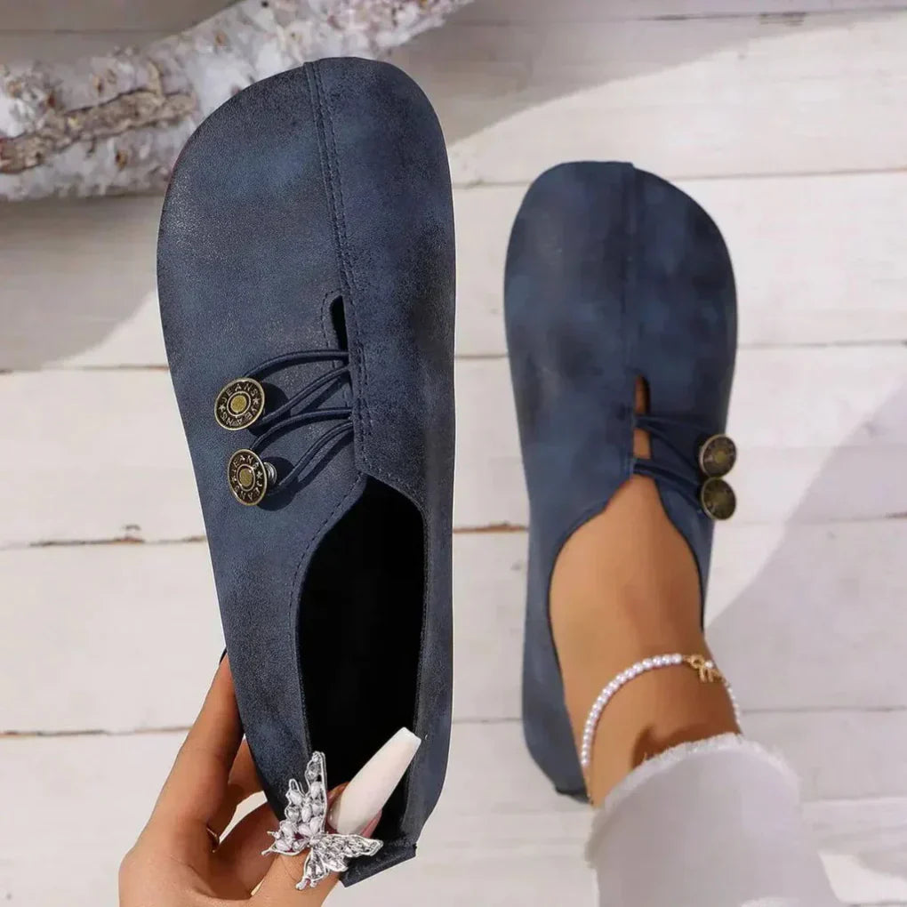 Nokmo | Women's Slip-On Ballet Flats with Decorative Buttons