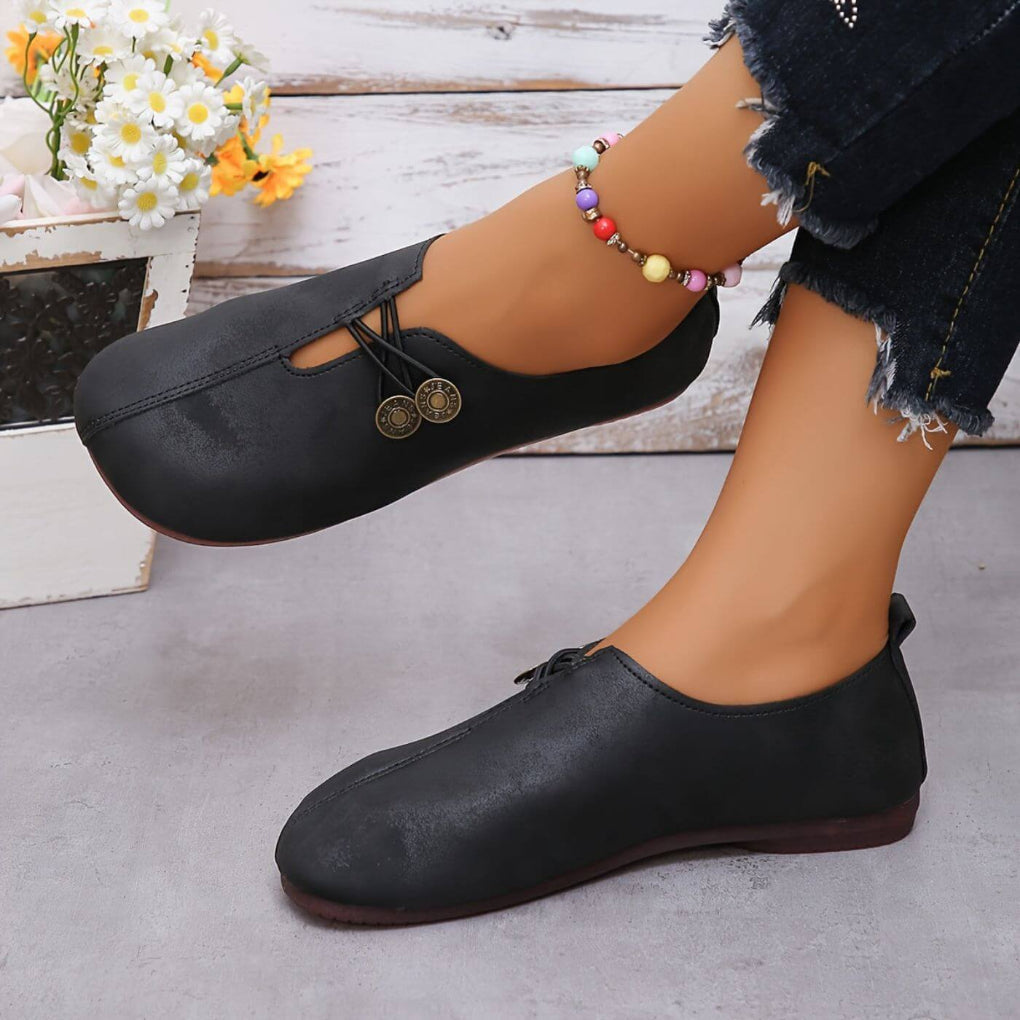 Nokmo | Women's Slip-On Ballet Flats with Decorative Buttons