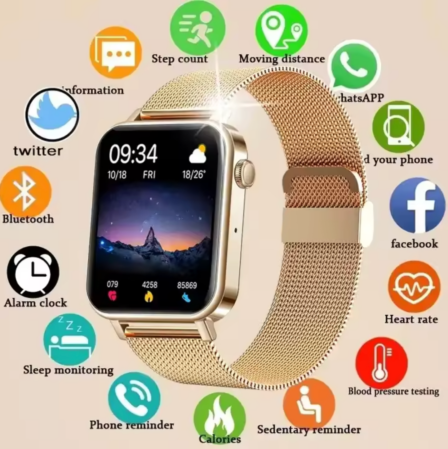 Nokmo | Women's Smartwatch with Mesh Band