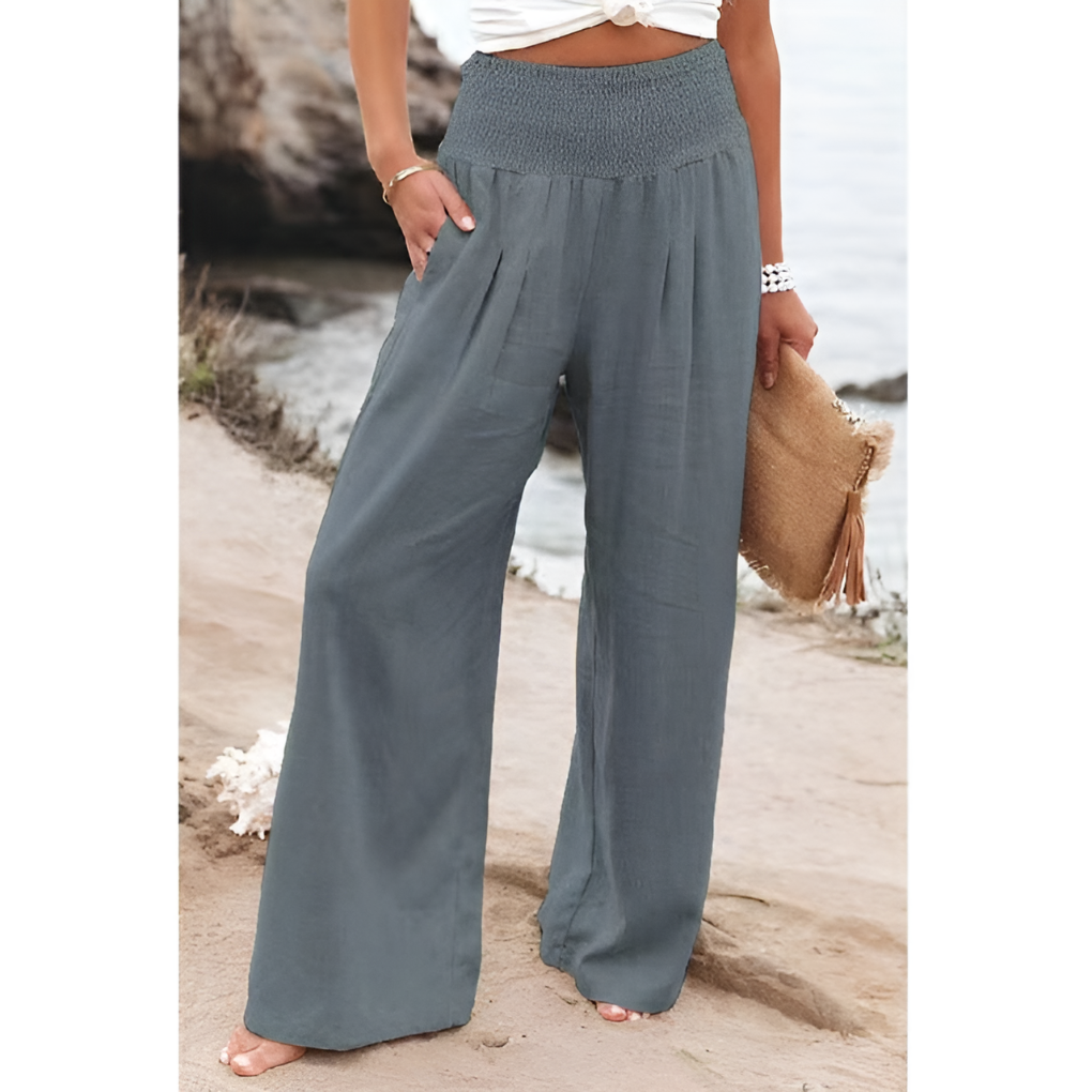 Nokmo | Women's Smocked Waist Wide Leg Pants