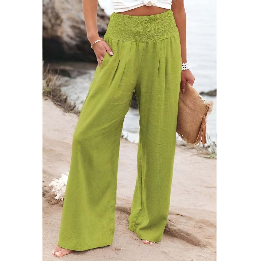 Nokmo | Women's Smocked Waist Wide Leg Pants