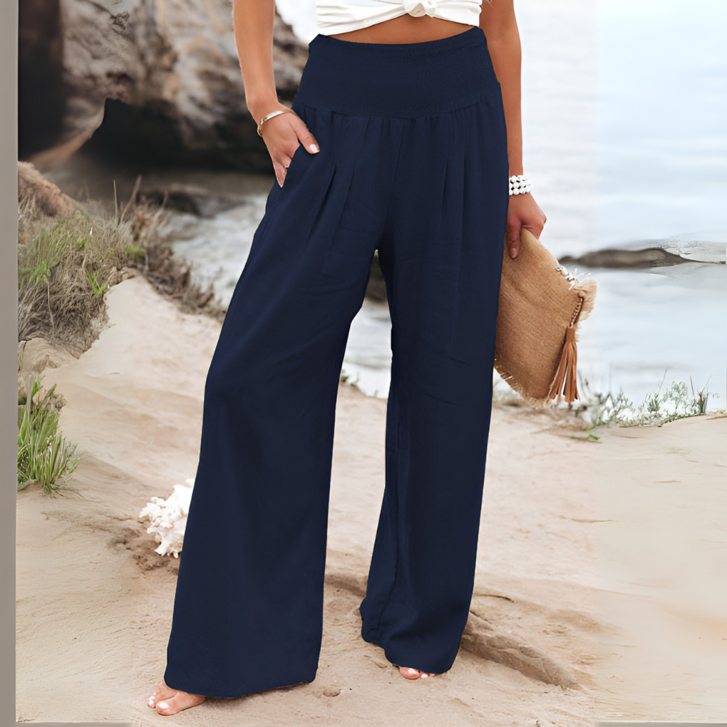 Nokmo | Women's Smocked Waist Wide Leg Pants