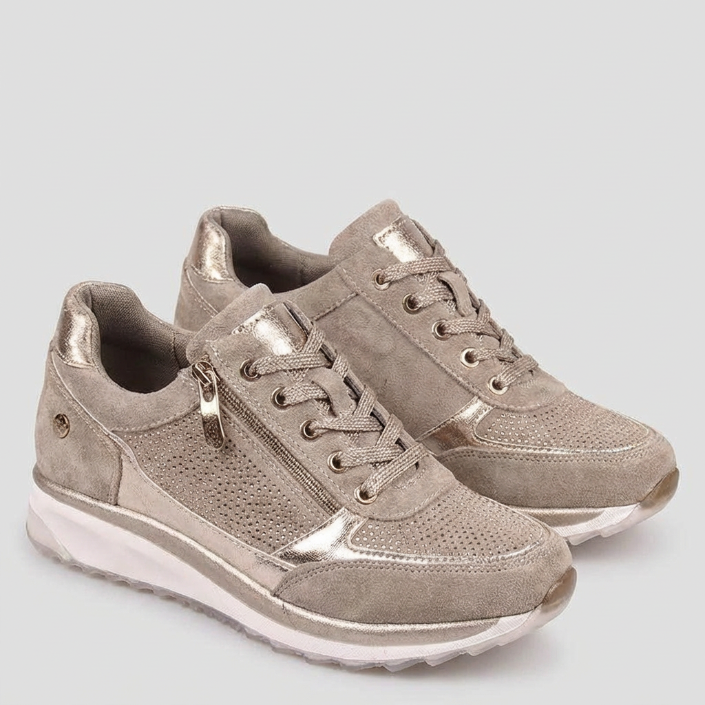 Nokmo | Women's Sneakers with Side Zip and Rhinestones
