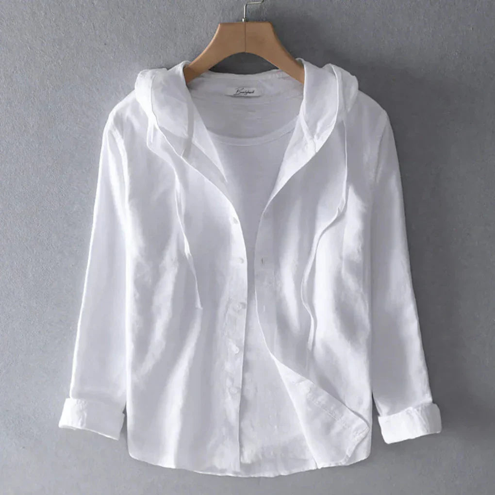 Nokmo | Women's Striped Hooded Linen Shirt