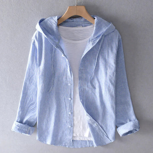 Nokmo | Women's Striped Hooded Linen Shirt