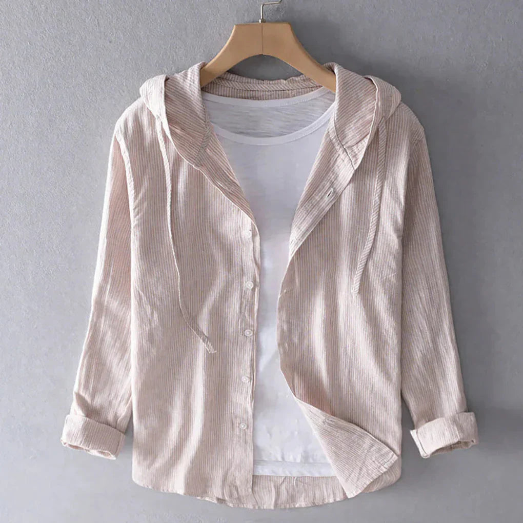Nokmo | Women's Striped Hooded Linen Shirt