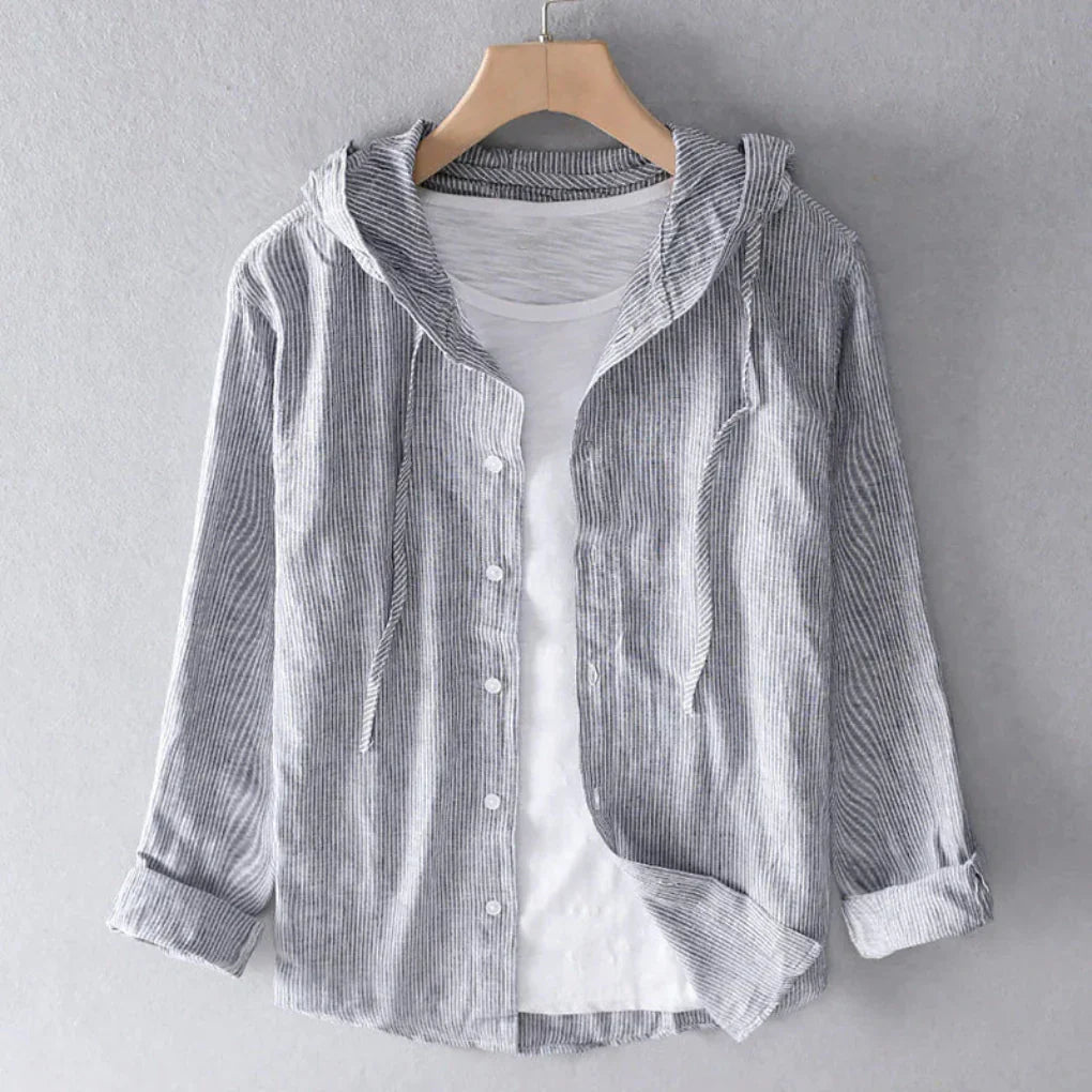 Nokmo | Women's Striped Hooded Linen Shirt