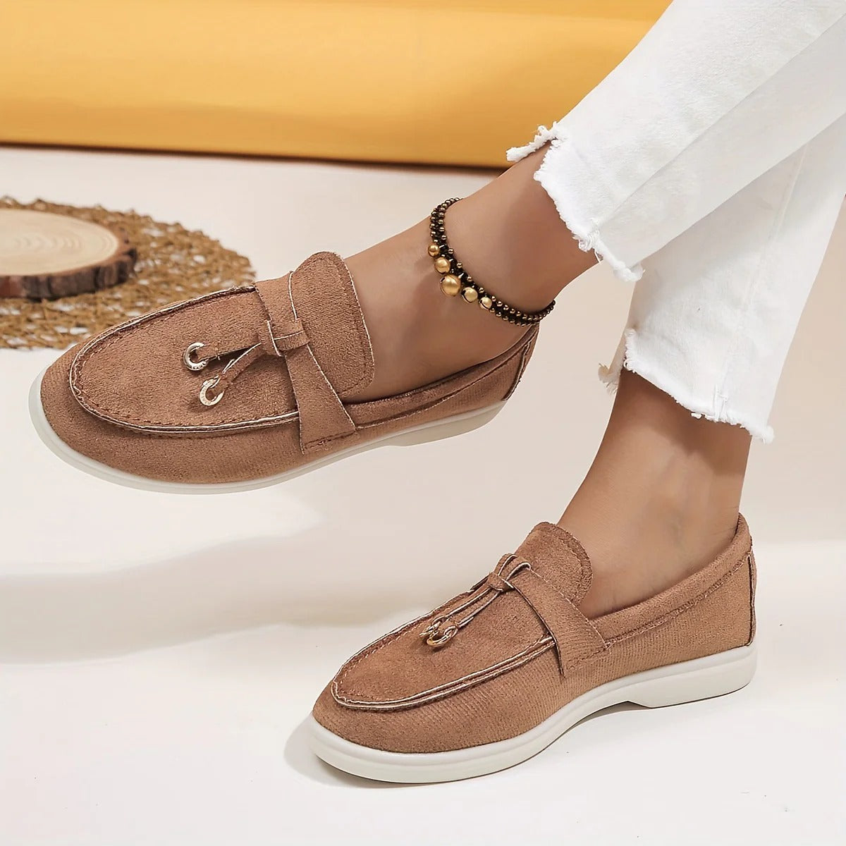 Nokmo | Women's Suede Loafers with Tassel Detail