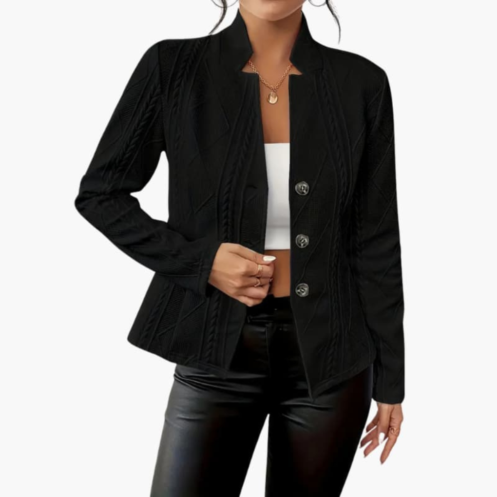 Nokmo | Women's Textured Blazer with Notched Lapel