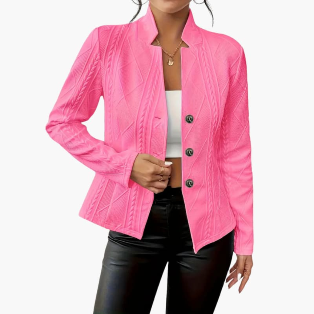 Nokmo | Women's Textured Blazer with Notched Lapel