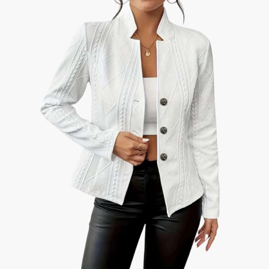 Nokmo | Women's Textured Blazer with Notched Lapel