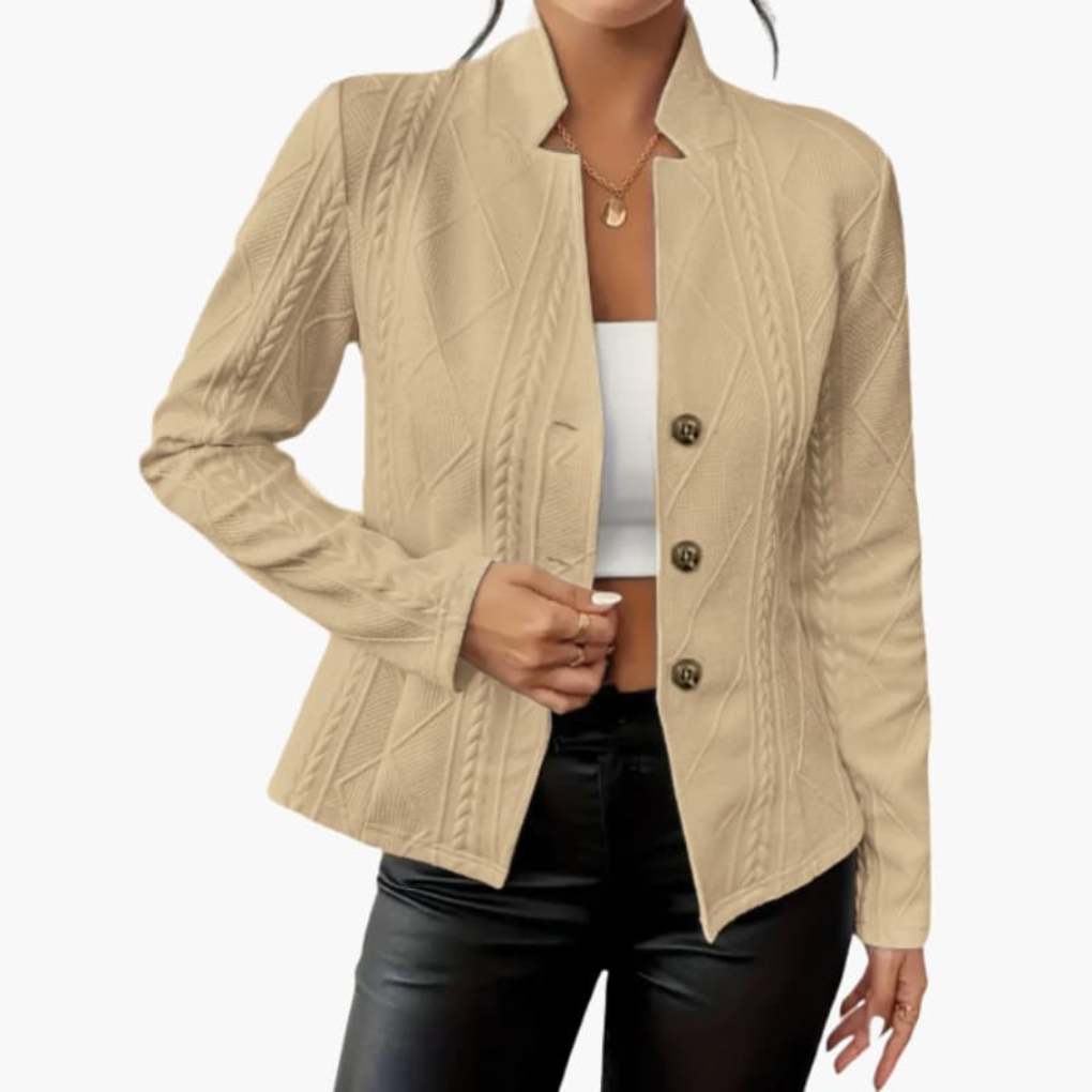 Nokmo | Women's Textured Blazer with Notched Lapel