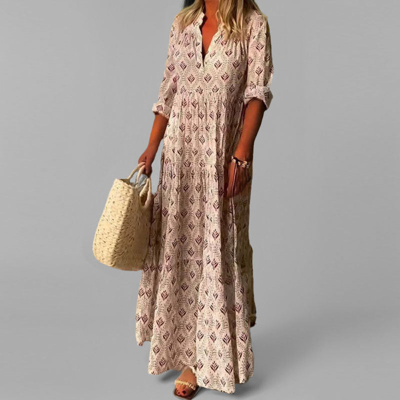 Nokmo | Women's Tiered Maxi Dress with V-Neck